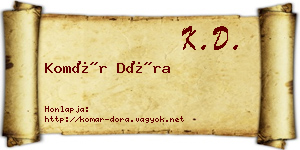 Komár Dóra névjegykártya